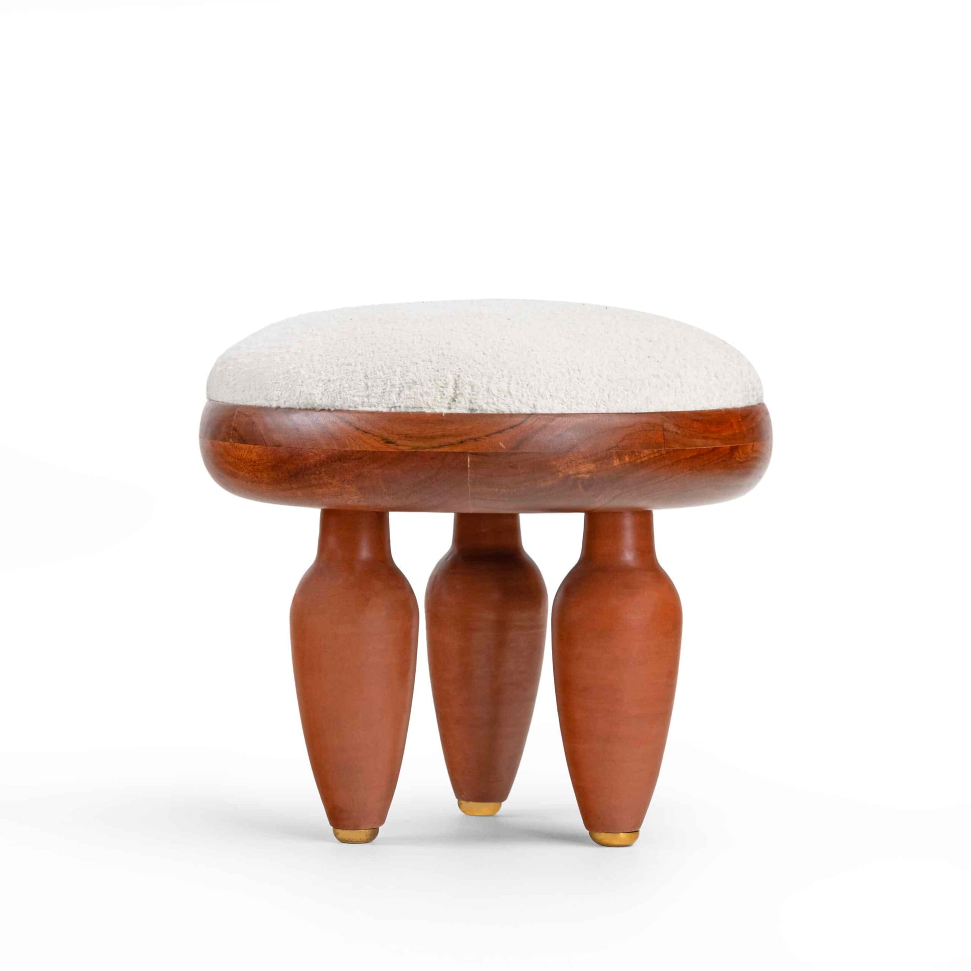Artisan Terracotta & Brass Klei Pouf Footstool – Handcrafted Luxury