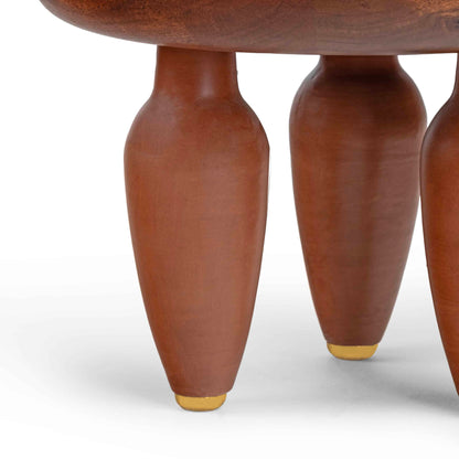 Artisan Terracotta & Brass Klei Pouf Footstool – Handcrafted Luxury