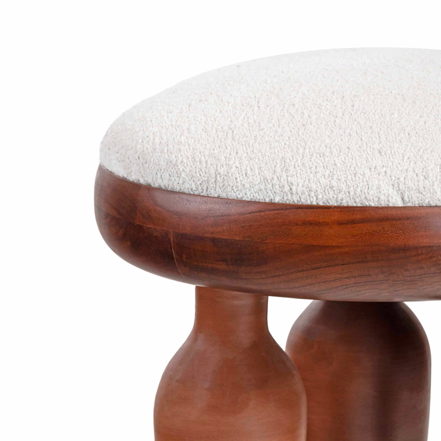 Handcrafted Klei Collection Terracotta Brass Stool with Plush Fabric