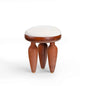 Handcrafted Klei Collection Terracotta Brass Stool with Plush Fabric