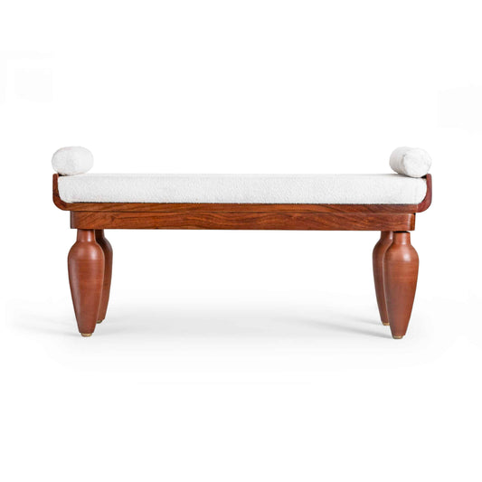 Handcrafted KLEI Collection Terracotta Bench with Brass Accents