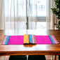 Ikat Silk Dupion Table Runner – Hot Pink with Multicolour Ikat Embroidered Border | 2 Sizes