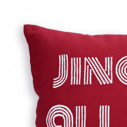 Christmas pillow cover, Red and white, Christmas quote embroidery in modern retro style, sizes available