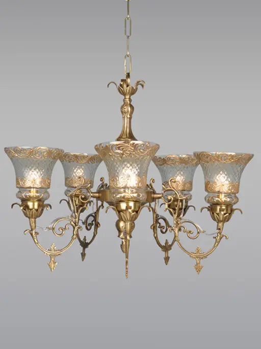 Brass Antique 5-Light Chandelier – 66 cm