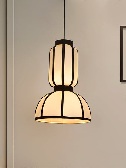 White Fabric 1-Light Capsule Pendant – 45.7 cm