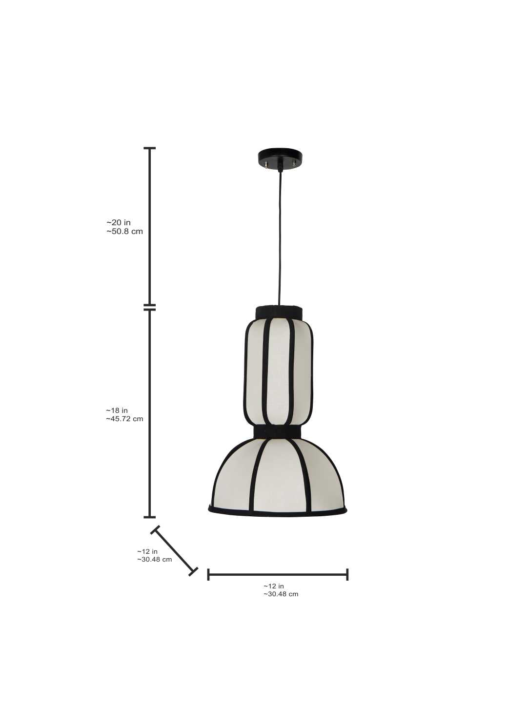White Fabric 1-Light Capsule Pendant – 45.7 cm