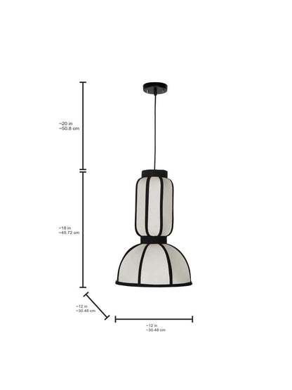 White Fabric 1-Light Capsule Pendant – 45.7 cm
