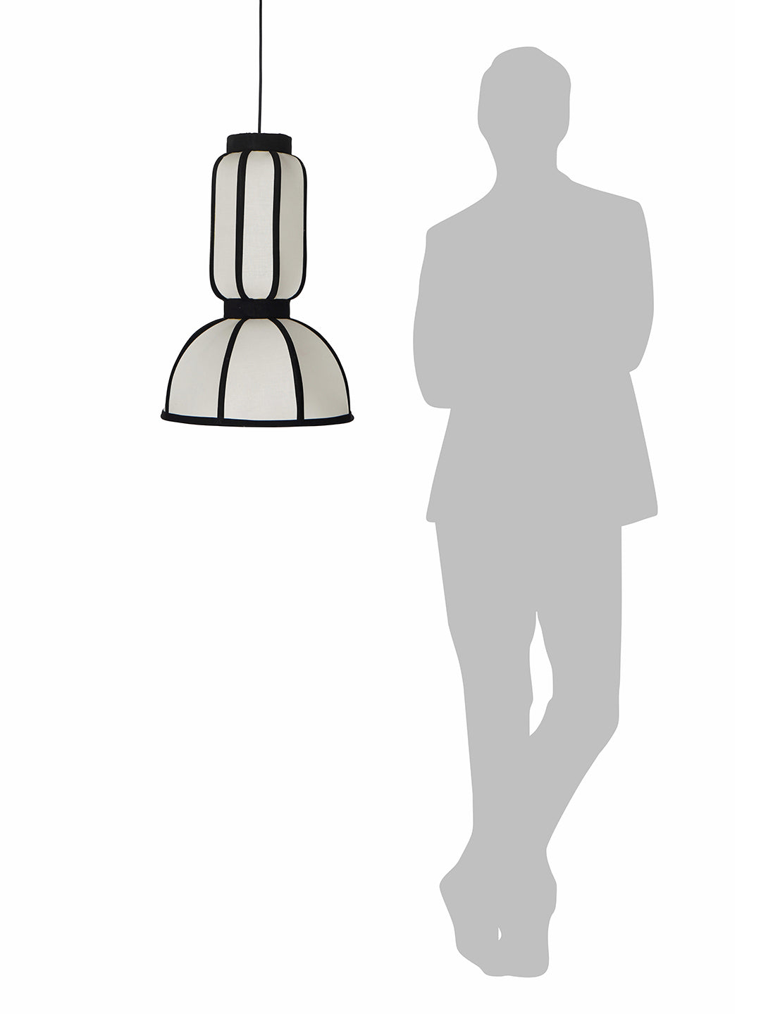 White Fabric 1-Light Capsule Pendant – 45.7 cm