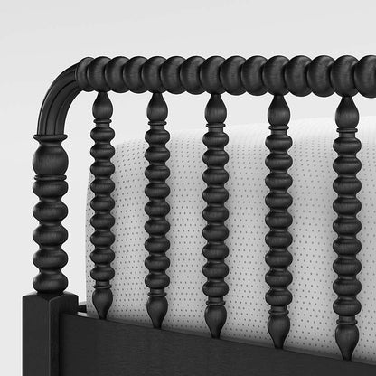 Premium Black Acacia Wood Queen Bed with Anti‑Tip Hardware