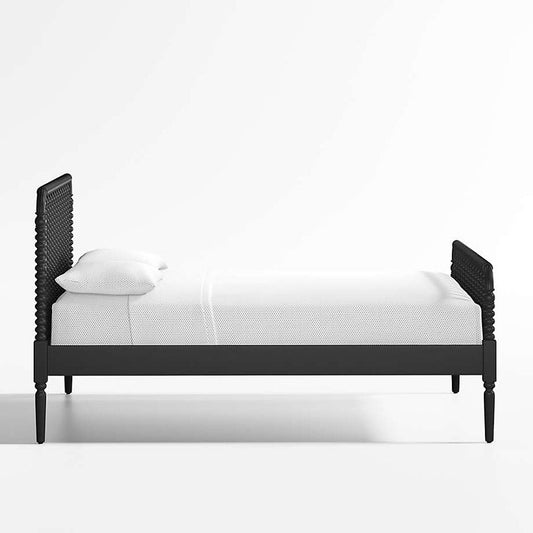 Premium Black Acacia Wood Queen Bed with Anti‑Tip Hardware