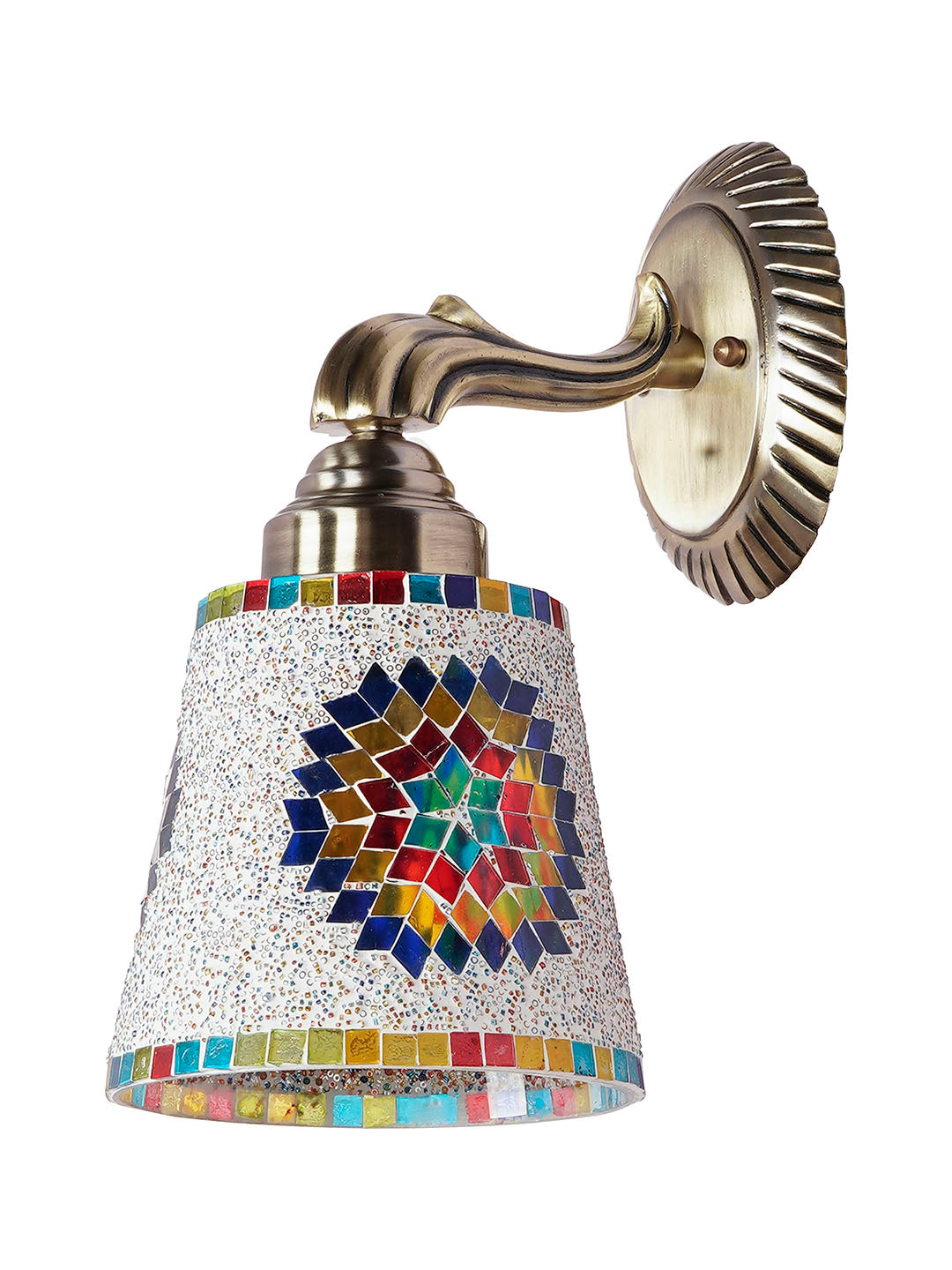 Brass Antique Glass Aluminium 1-Light Wall Sconce – 25.4 cm