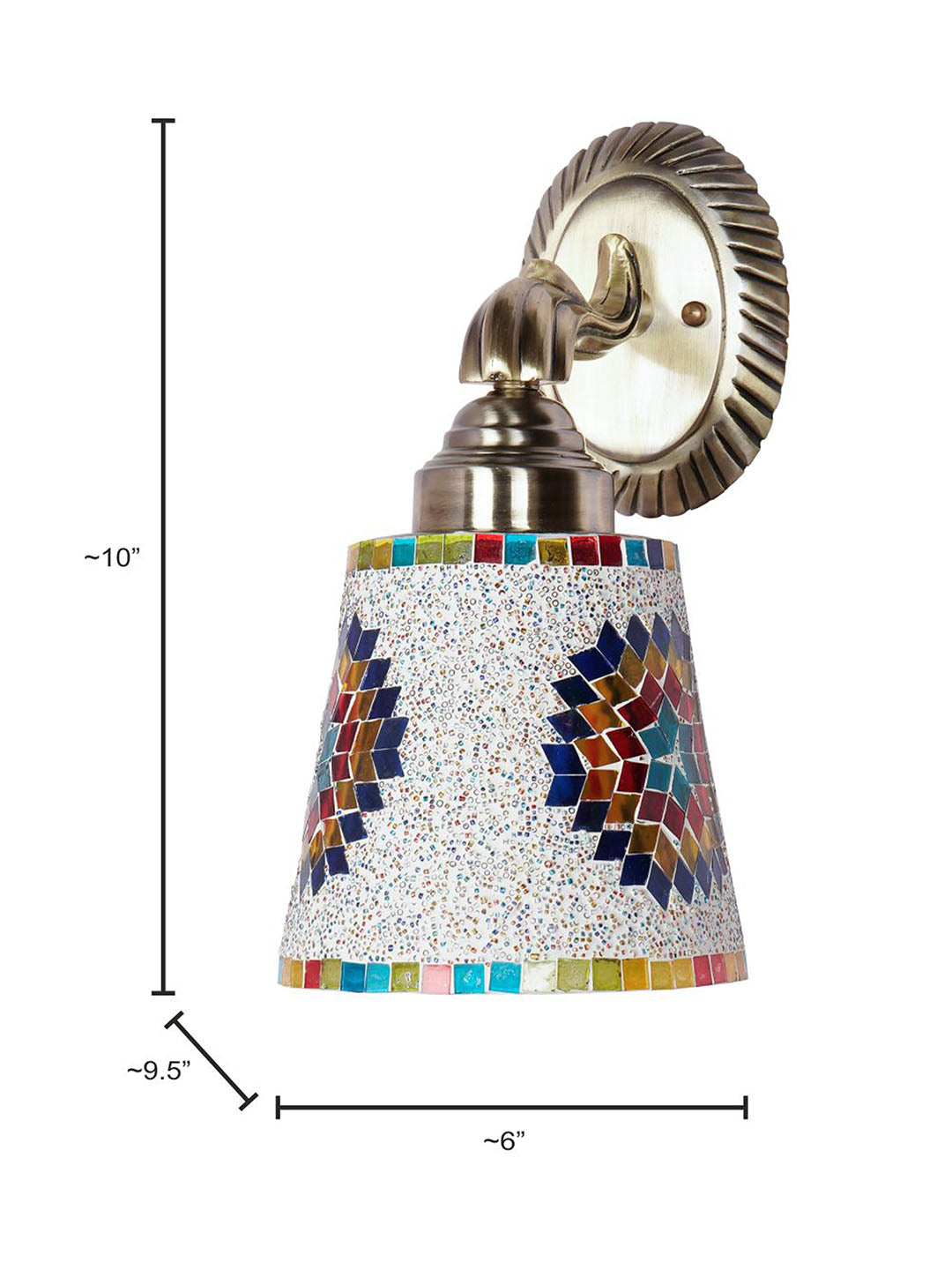 Brass Antique Glass Aluminium 1-Light Wall Sconce – 25.4 cm