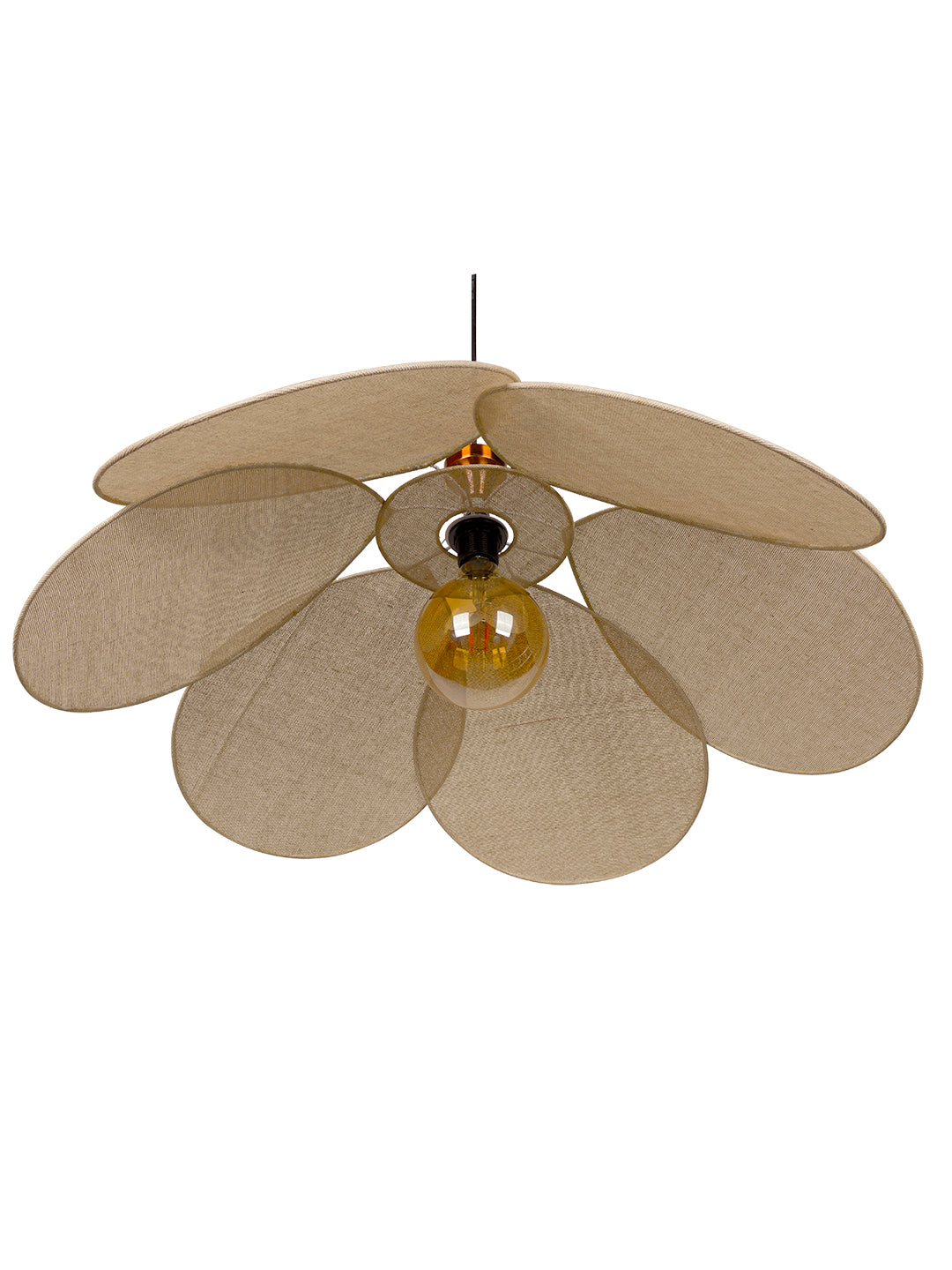Brown Fabric 1-Light Pendant Light – 76.2 cm