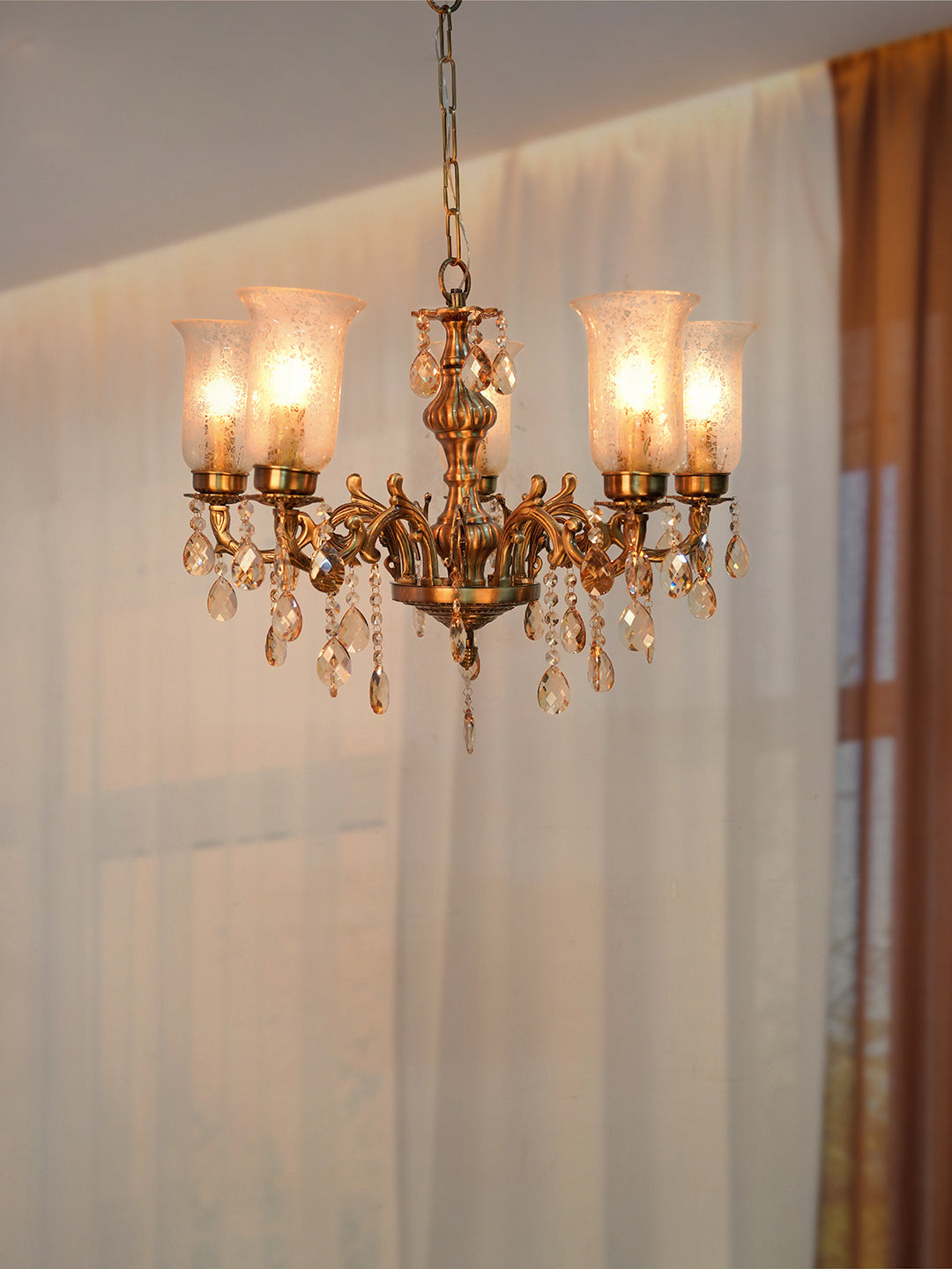 Brass Antique 5-Light Chandelier – 61 cm