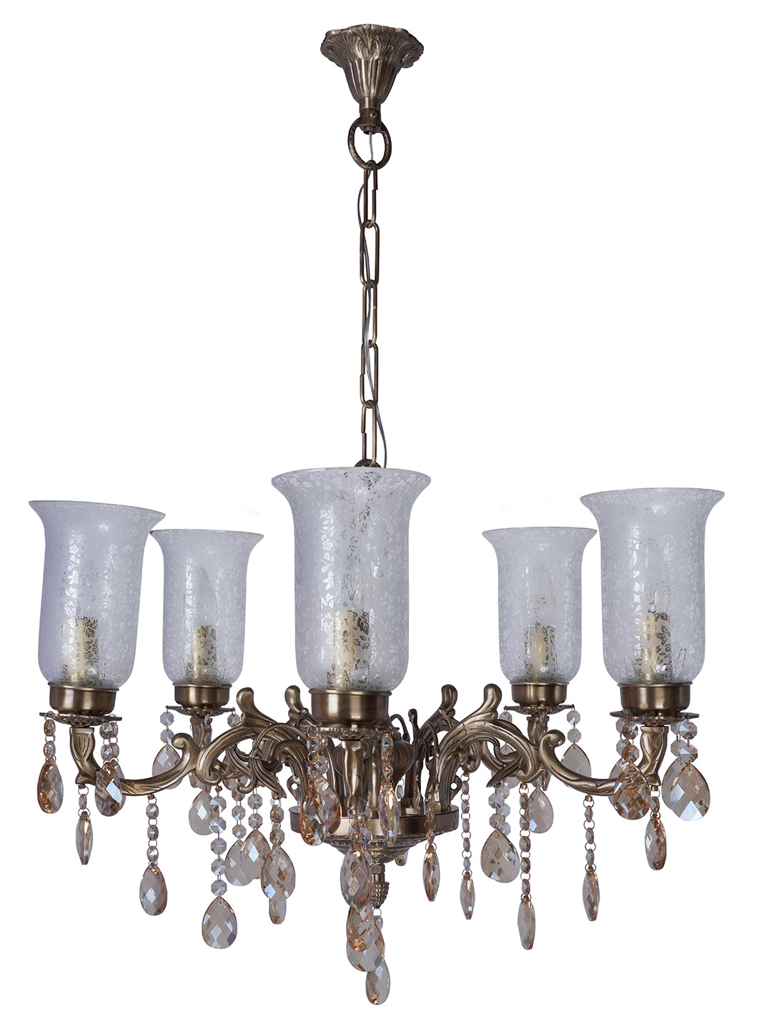 Brass Antique 5-Light Chandelier – 61 cm