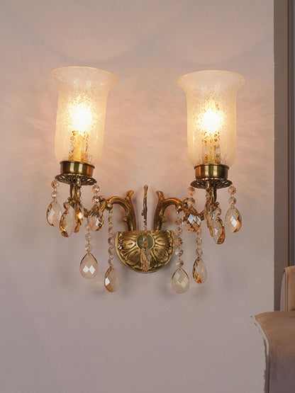 Brass Antique Glass Brass 2-Light Wall Sconce – 35.6 cm