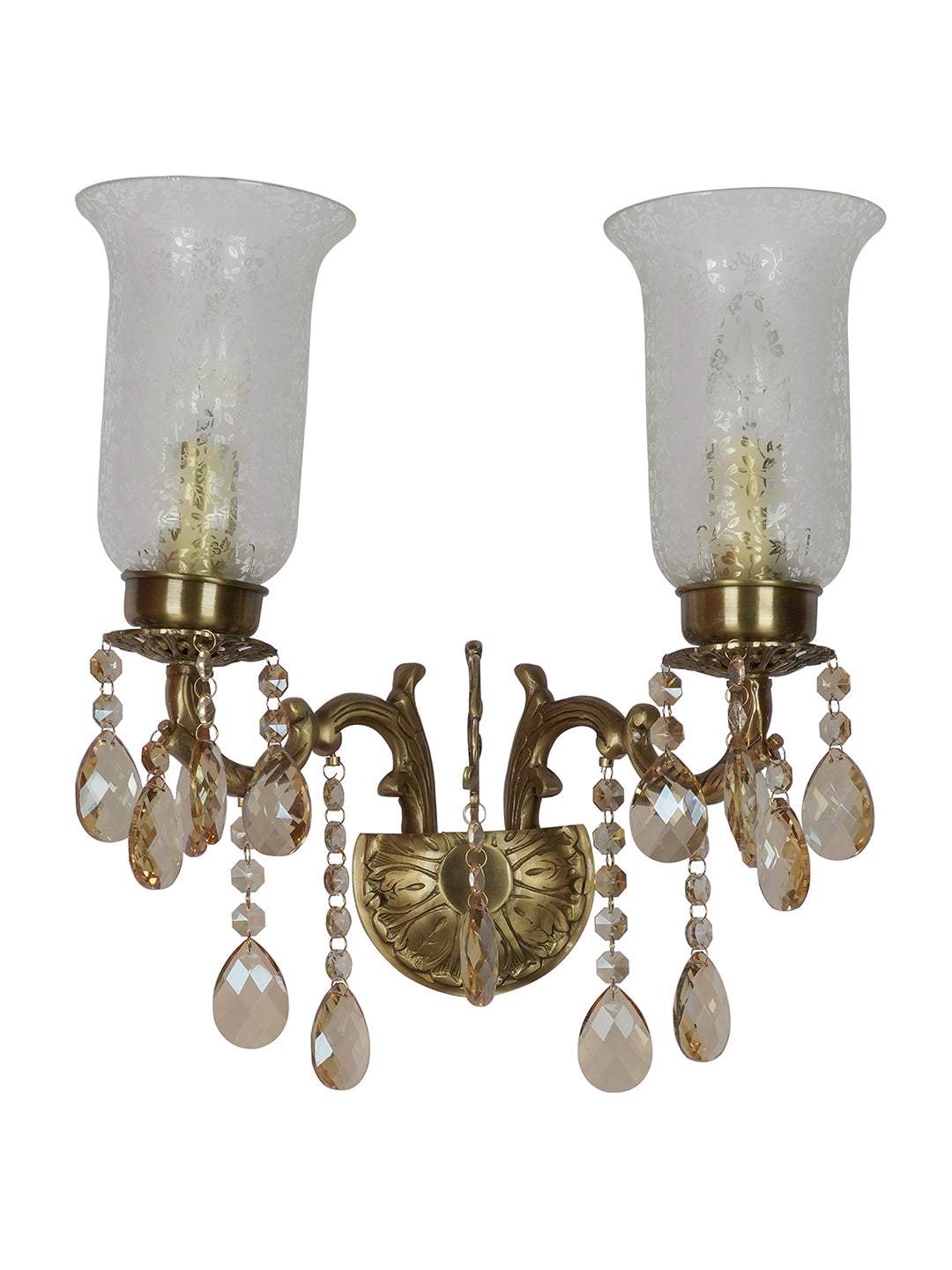 Brass Antique Glass Brass 2-Light Wall Sconce – 35.6 cm