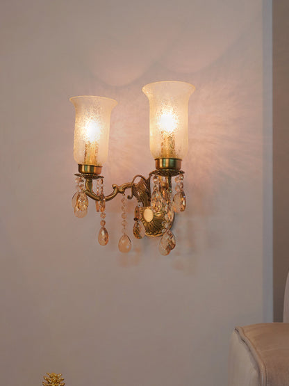 Brass Antique Glass Brass 2-Light Wall Sconce – 35.6 cm