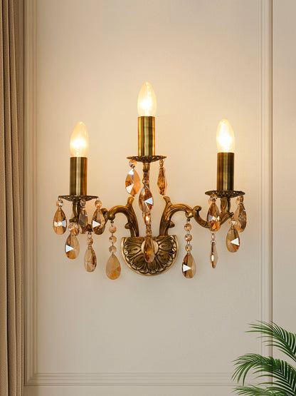 Brass Antique Glass Brass 3-Light Wall Sconce – 40.6 cm
