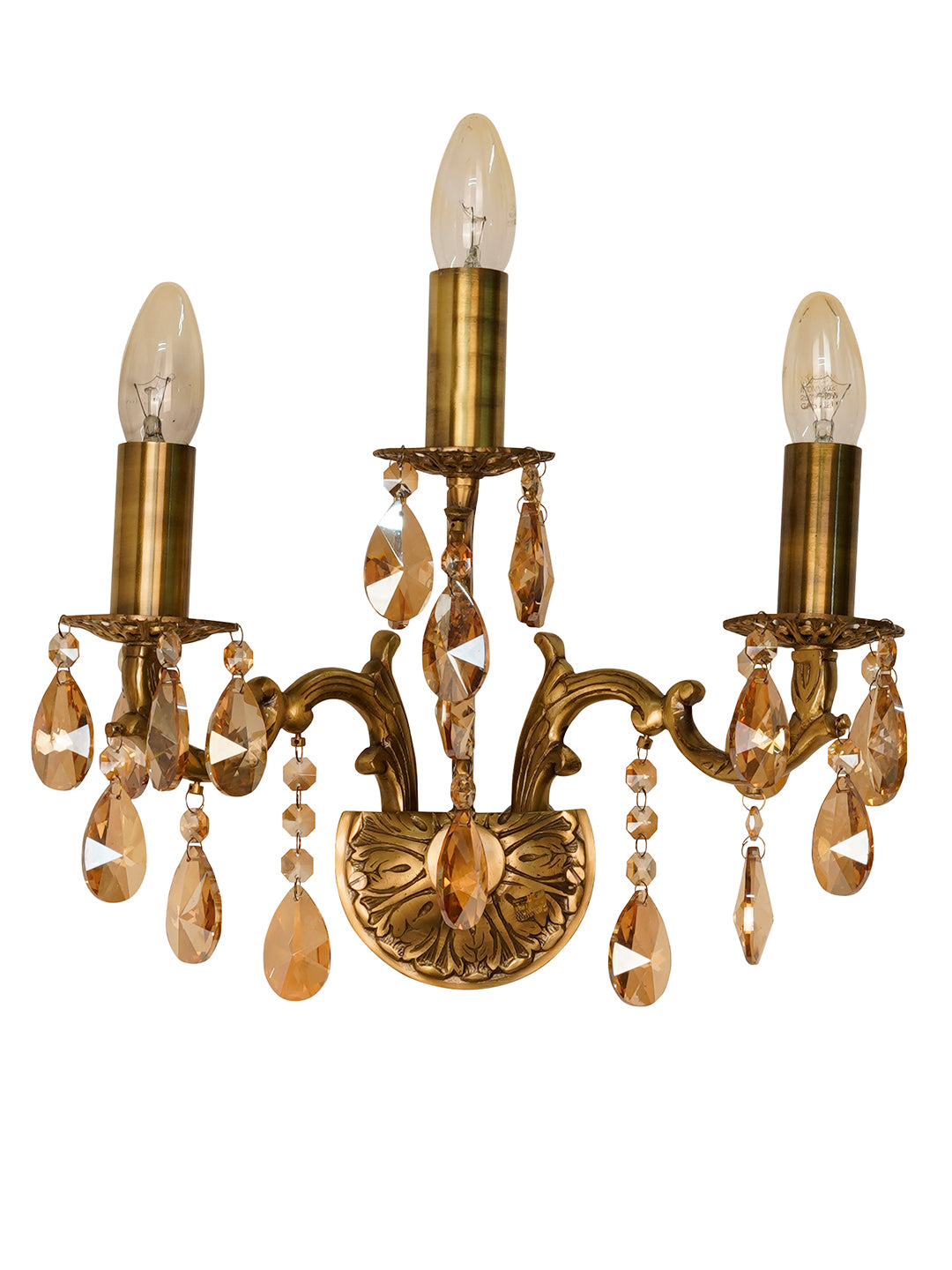 Brass Antique Glass Brass 3-Light Wall Sconce – 40.6 cm