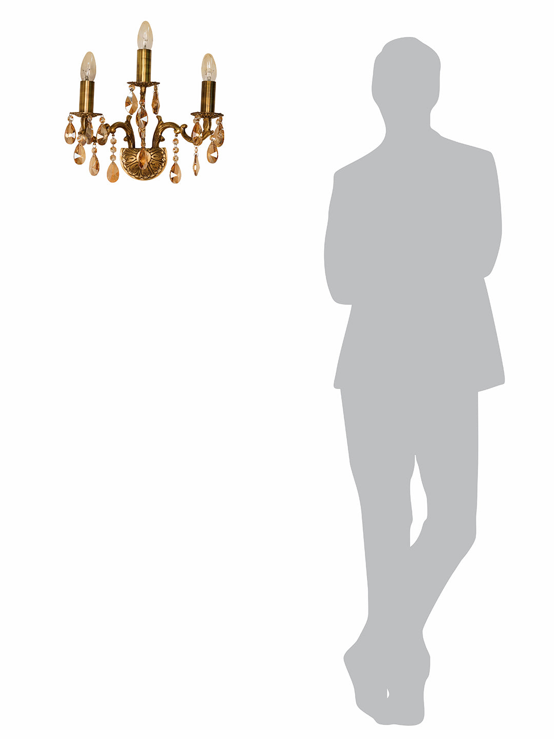 Brass Antique Glass Brass 3-Light Wall Sconce – 40.6 cm