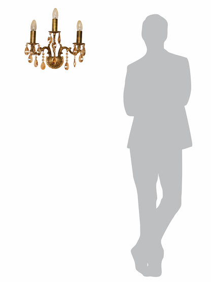 Brass Antique Glass Brass 3-Light Wall Sconce – 40.6 cm