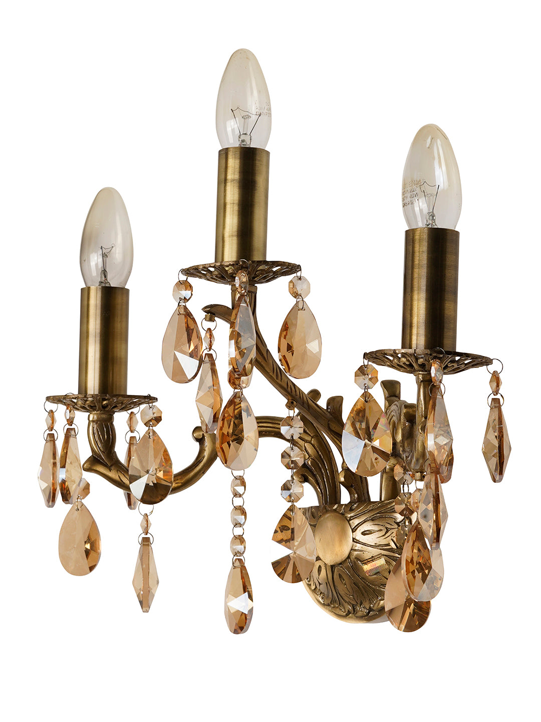 Brass Antique Glass Brass 3-Light Wall Sconce – 40.6 cm