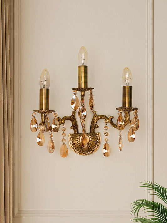 Brass Antique Glass Brass 3-Light Wall Sconce – 40.6 cm