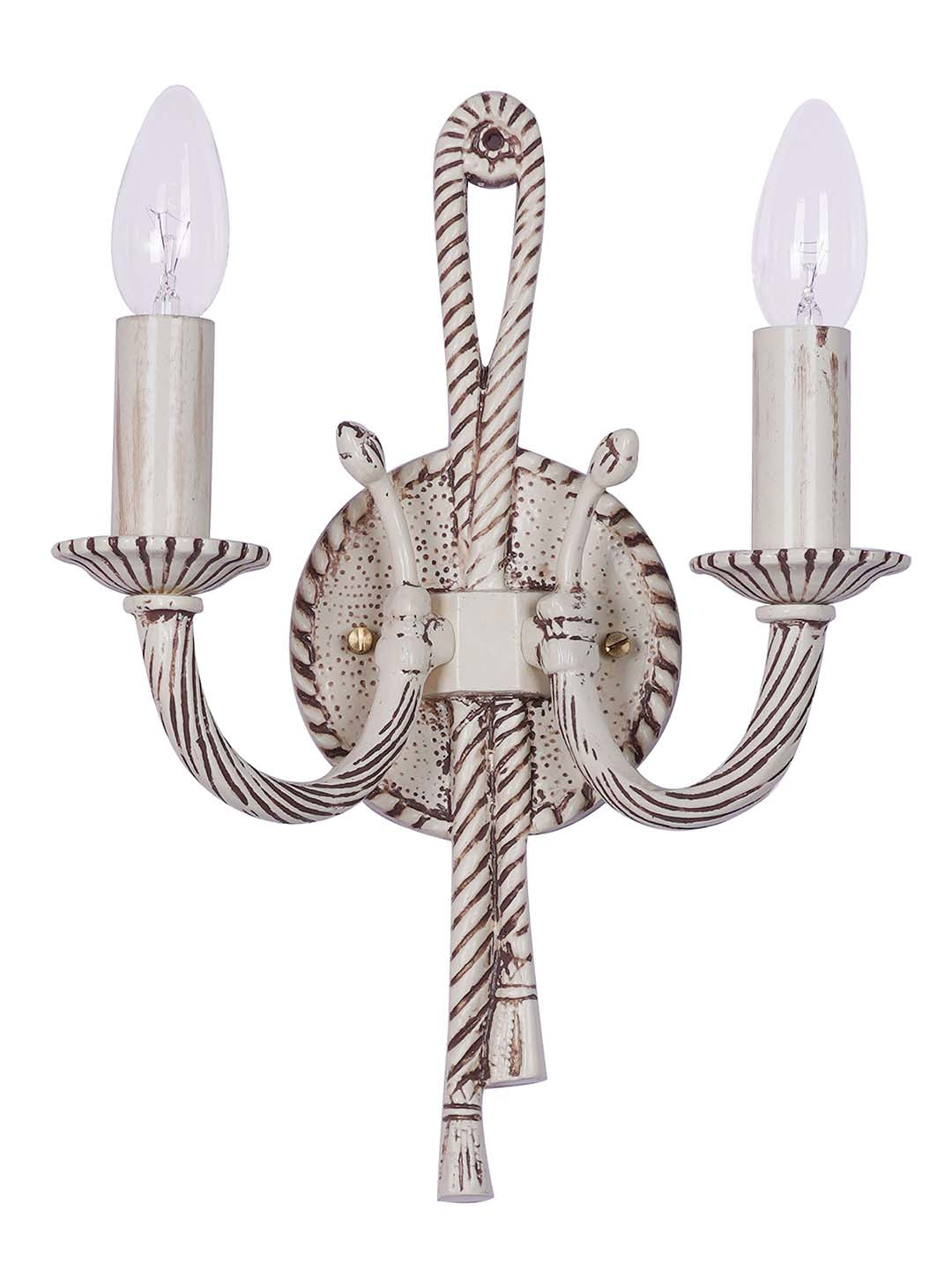 Creme Antique Aluminium 2-Light Wall Sconce – 35.6 cm