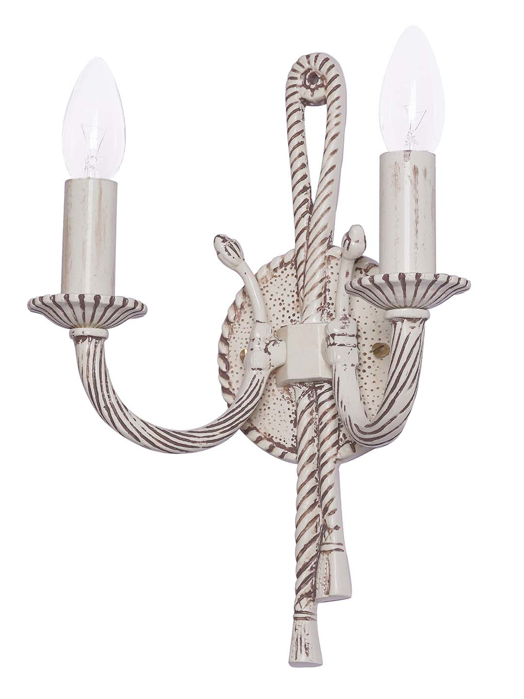 Creme Antique Aluminium 2-Light Wall Sconce – 35.6 cm