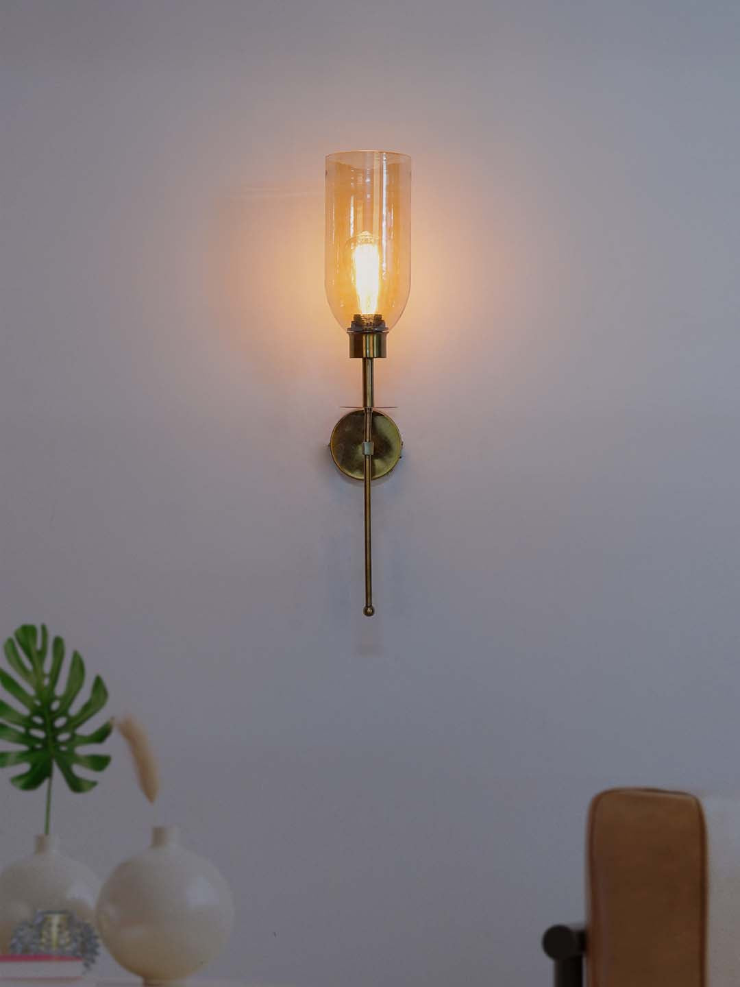 Gold Antique Stainless Steel Glass 1-Light Wall Sconce – 58.4 cm