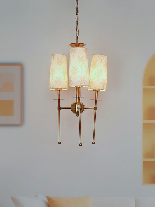 Antique Brass Steel 3-Light Compact Chandelier – 40.6 cm