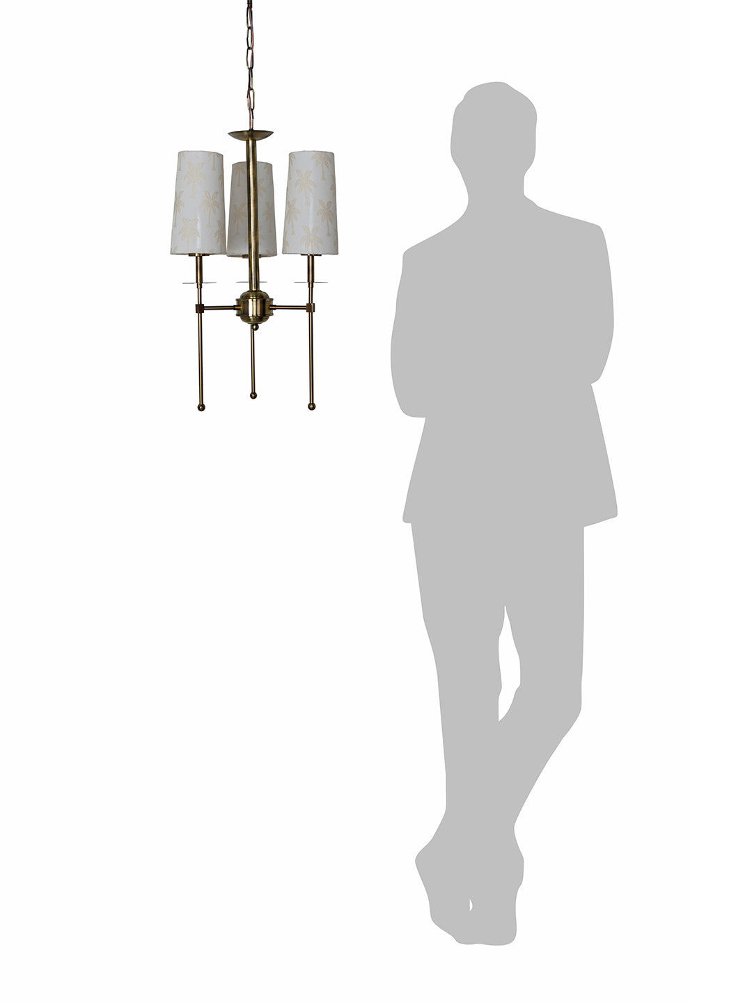 Antique Brass Steel 3-Light Compact Chandelier – 40.6 cm