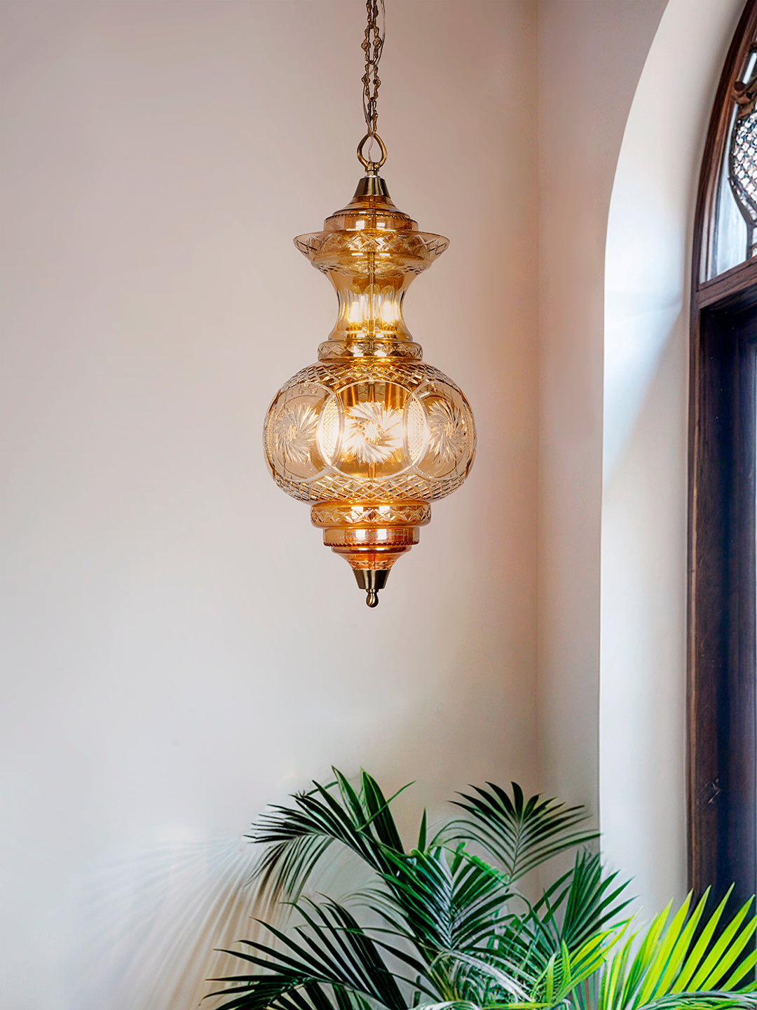 Golden Luster Hand-Cut Glass 1-Light Pendant Light – 30.5 cm