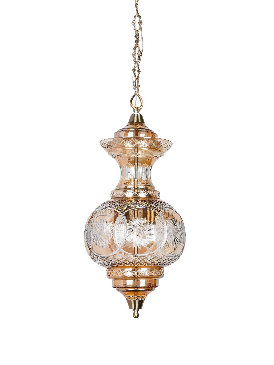 Golden Luster Hand-Cut Glass 1-Light Pendant Light – 30.5 cm