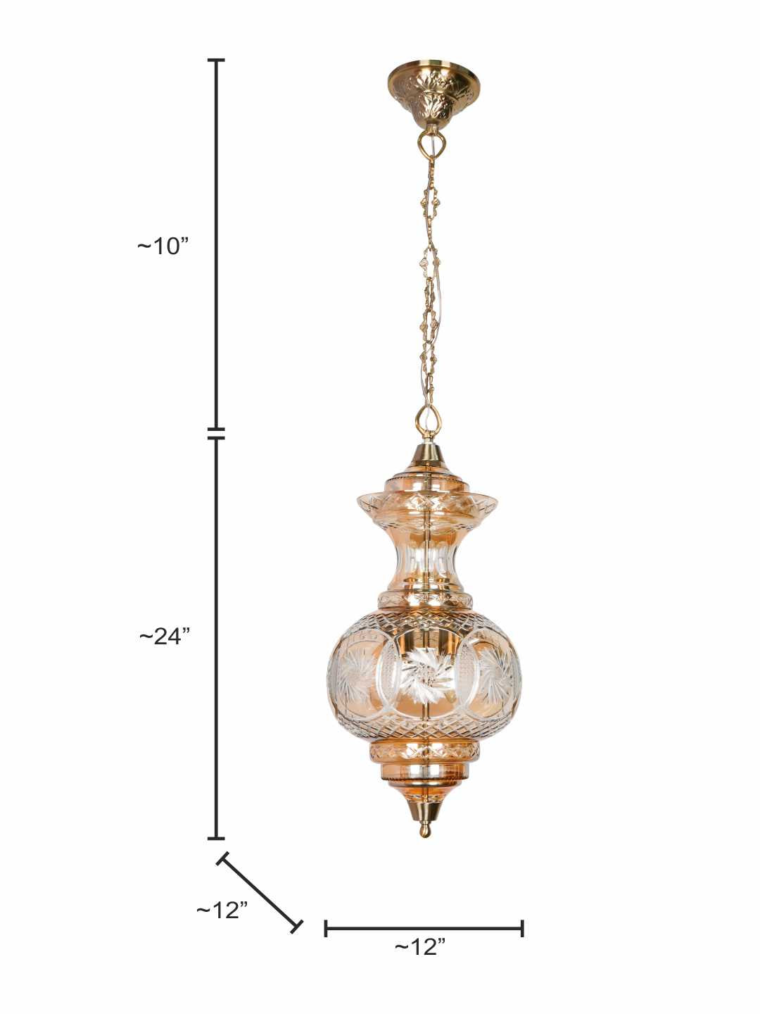 Golden Luster Hand-Cut Glass 1-Light Pendant Light – 30.5 cm