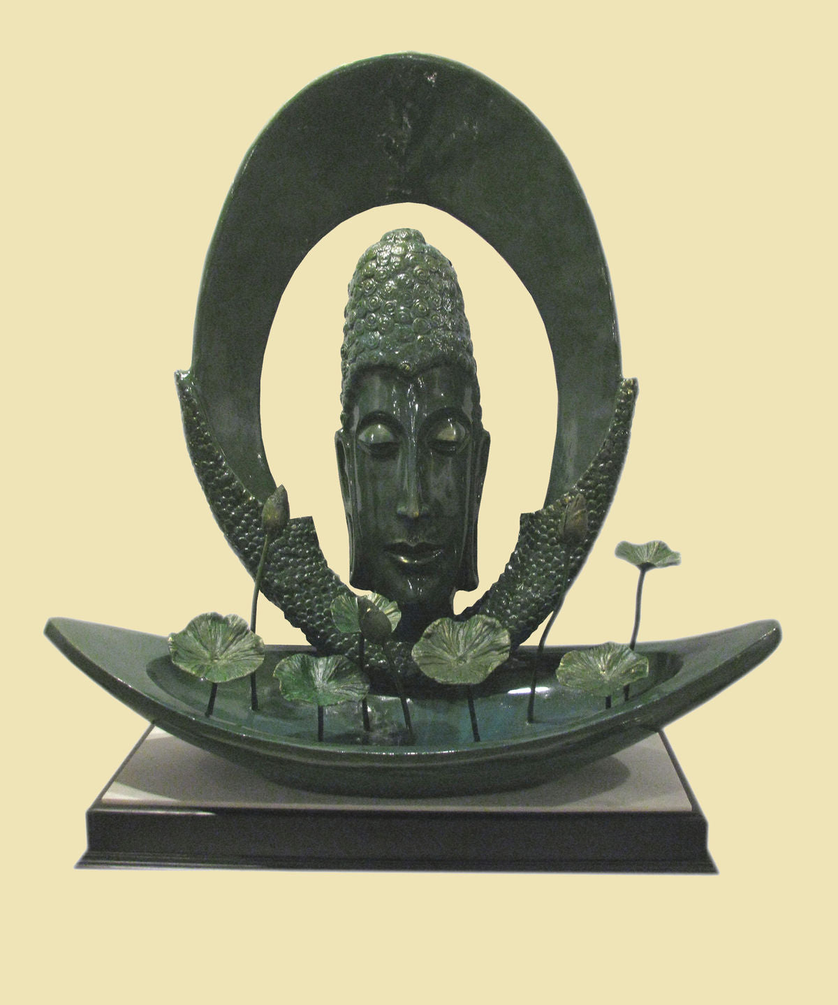 Serene Fiberglass Meditation Sculpture by Subrata Paul, Art Deco Style, 48-Inch