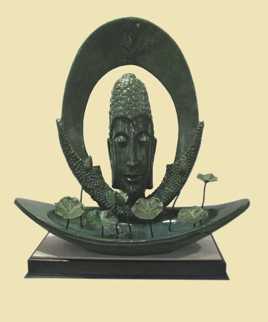 Serene Fiberglass Meditation Sculpture by Subrata Paul, Art Deco Style, 48-Inch
