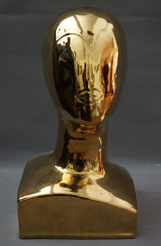 Exquisite Gold Ceramic Art Deco Bust Sculpture by Usha Garodia 'Timeless 1'