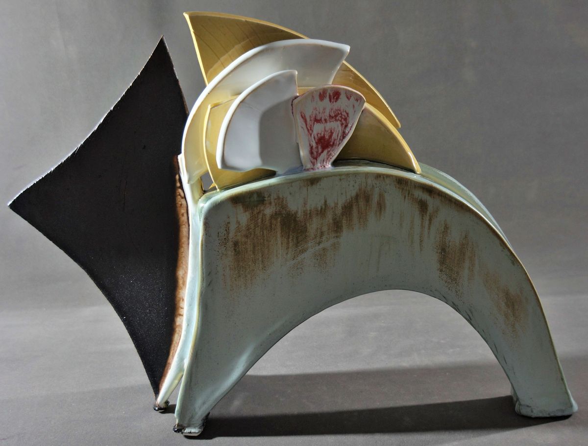 Usha Garodia's 'Rapture' Ceramic Art Deco Sculpture - Unique Contemporary Home Decor