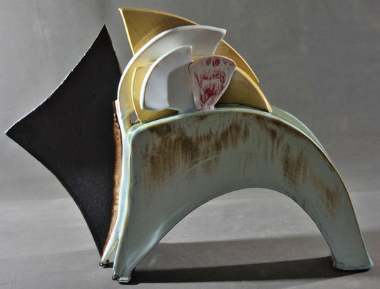 Usha Garodia's 'Rapture' Ceramic Art Deco Sculpture - Unique Contemporary Home Decor