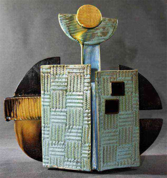 Fragments of Life Ceramic Sculpture by Usha Garodia - Abstract Art Deco Piece