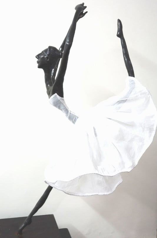 Elegant Bronze Ballet Dancer Sculpture with Detachable White Dress - Captivating Art Piece