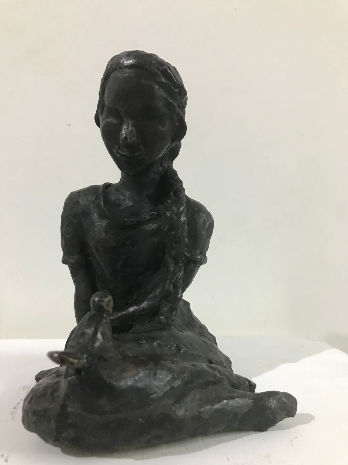 Exquisite Bronze Sculpture: The Story Teller by Usha Ramachandran, Art Deco Masterpiece
