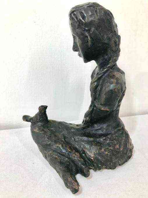 Exquisite Bronze Sculpture: The Story Teller by Usha Ramachandran, Art Deco Masterpiece