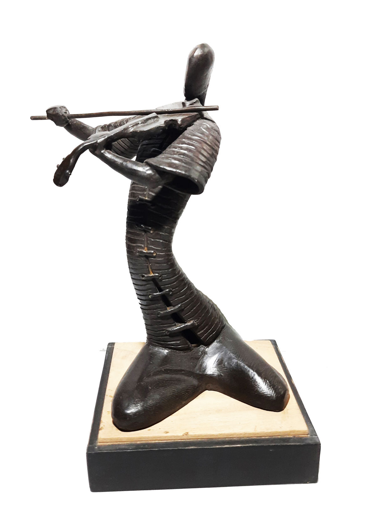 Bronze Musician Sculpture by Subrata Paul: Contemporary Art with Violin Theme