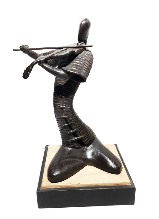 Bronze Musician Sculpture by Subrata Paul: Contemporary Art with Violin Theme