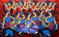 Vibrant Bengali Folk Music Art, Original Acrylic Canvas Painting by Sekhar Roy