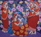 Divine Krishna Leela Acrylic Canvas Painting by Sekhar Roy - Indian Mythology Art