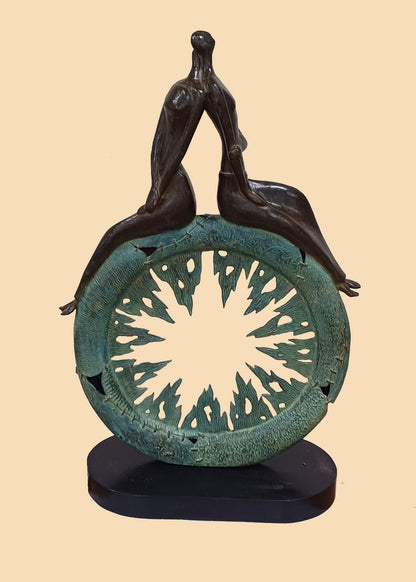 Subrata Paul's 'Life Circle' Bronze Sculpture: Symbolic Human Journey on Time Wheel